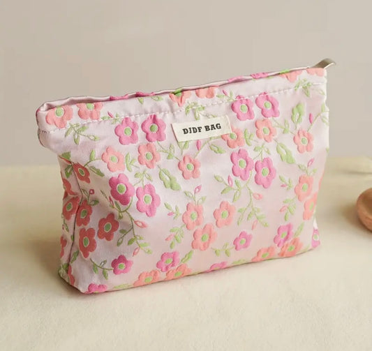 Pink Floral Cosmetic bag