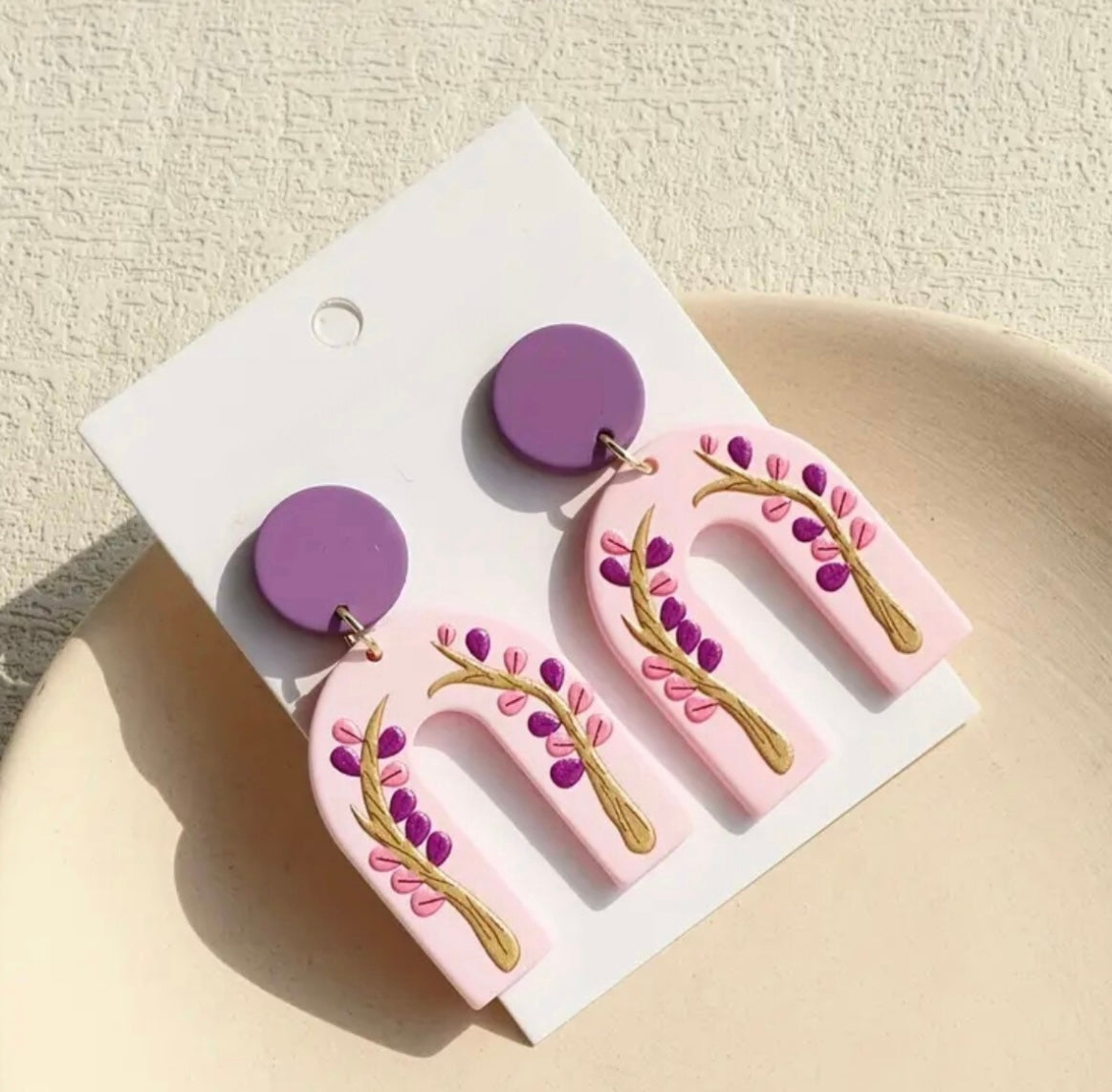 Lilac Bloom U-Shape Dangle Earrings