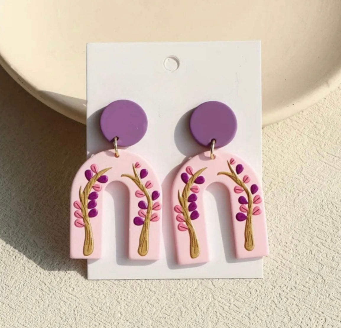 Lilac Bloom U-Shape Dangle Earrings