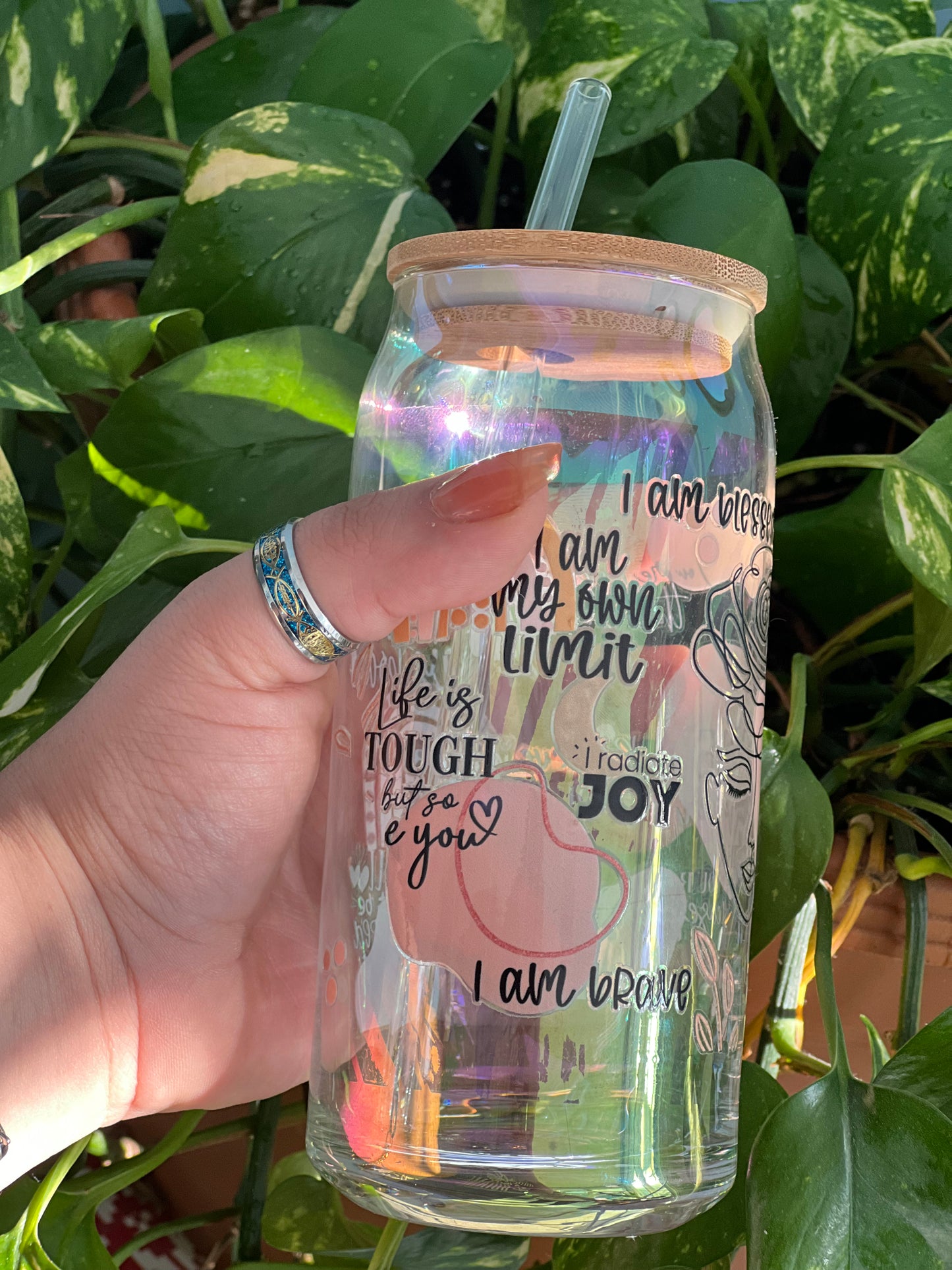 Positive affirmations- 18oz glass cup