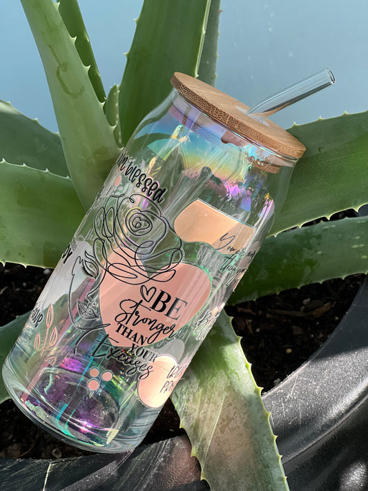 Positive affirmations- 18oz glass cup