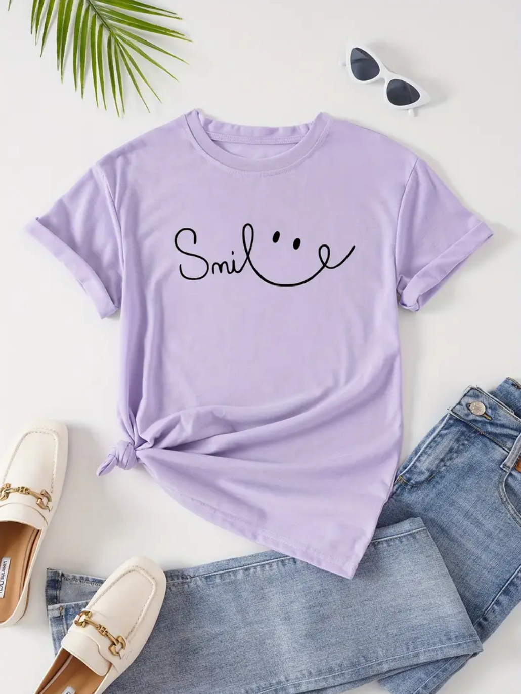 SMILE LILAC- CREW NECK T-SHIRT